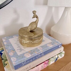 Gold Peacock Lidded Trinket Box